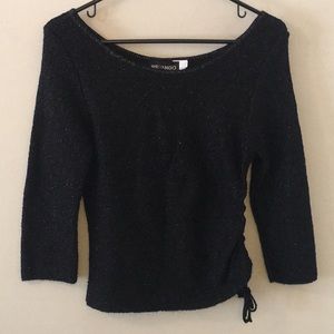 Glittery 3/4 sleeve🍸cocktail top cinched side tie